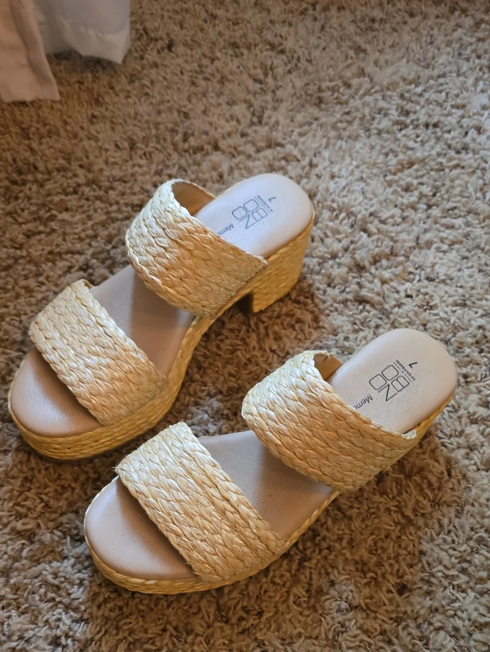 Natural Braided Double-Band Platform Sandal